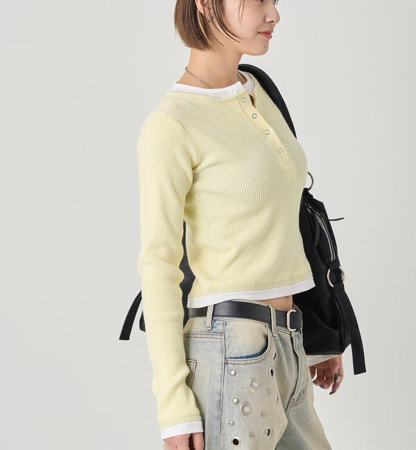  「レイヤードヘンリーニットトップス」|ニット・セーター|