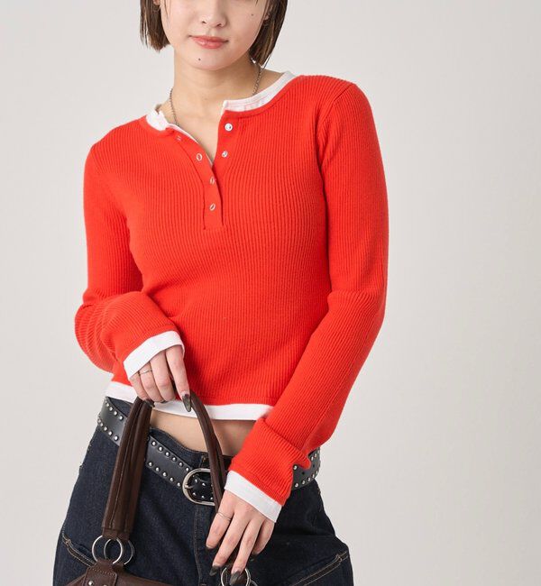  「レイヤードヘンリーニットトップス」|ニット・セーター|