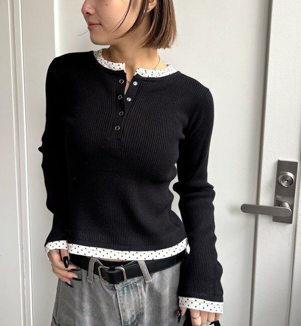  「レイヤードヘンリーニットトップス」|ニット・セーター|