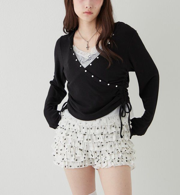  「スタッズリブカシュクールフーディ」|パーカー|