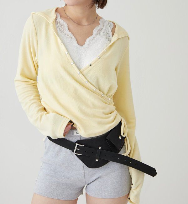  「スタッズリブカシュクールフーディ」|パーカー|イエロー
