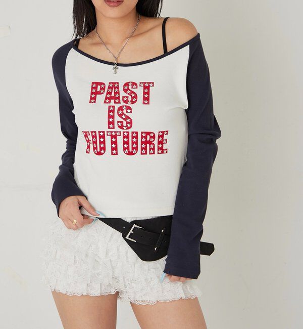  「スタースタッズラグランロゴトップス」|Tシャツ・カットソー|