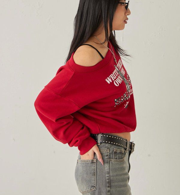  「エリオットラインストーンコンパクトオフショル 」|Tシャツ・カットソー|