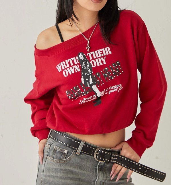  「エリオットラインストーンコンパクトオフショル 」|Tシャツ・カットソー|