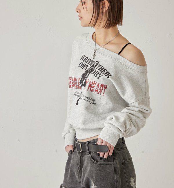  「エリオットラインストーンコンパクトオフショル 」|Tシャツ・カットソー|