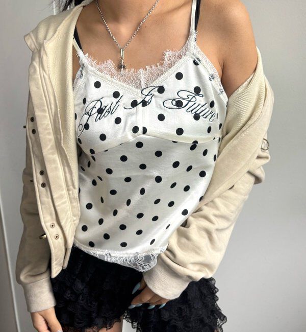  「刺繍ロゴサテンスリップキャミ」|シャツ・ブラウス|ホワイトその他1