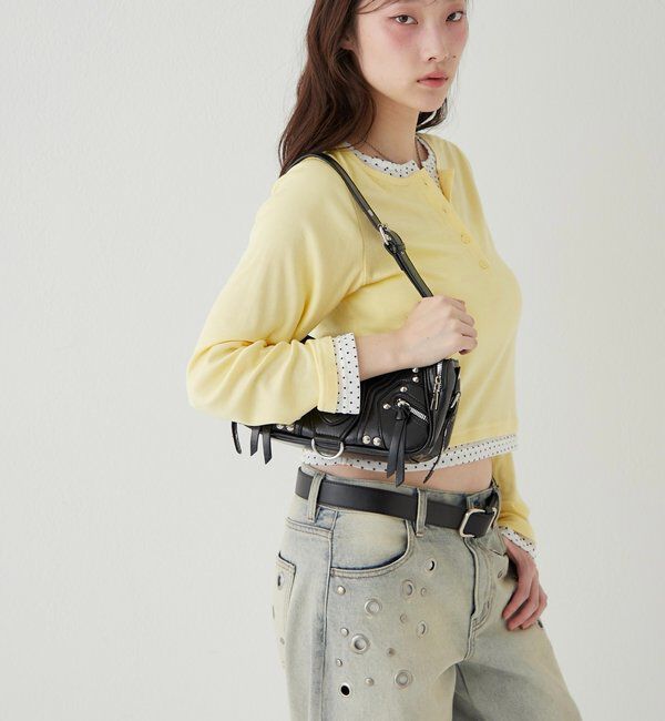  「【WEB限定カラーあり/ドット柄】レイヤードヘンリートップス」|Tシャツ・カットソー|