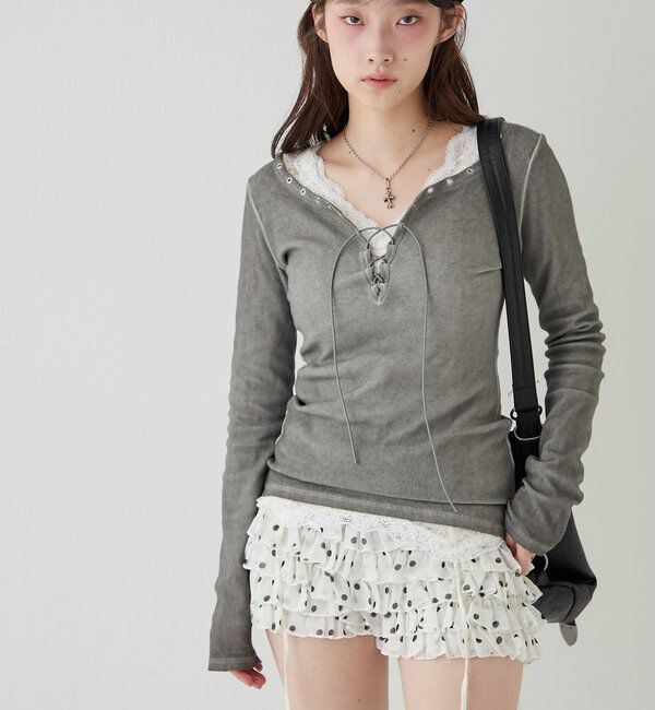  「プロセストレースアップトップス」|Tシャツ・カットソー|