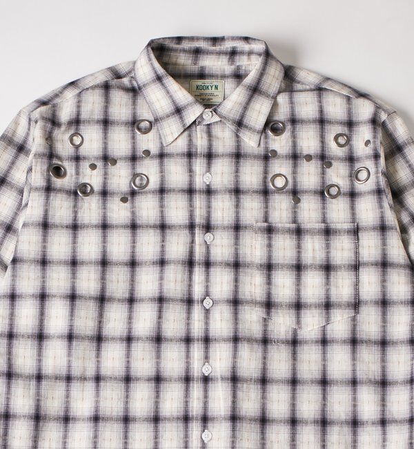 「KOOKY'Nハトメチェックシャツ」|シャツ・ブラウス|ブラック