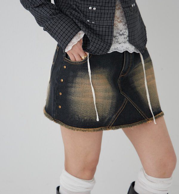  「スタッズデニムミニスカート」|スカート|