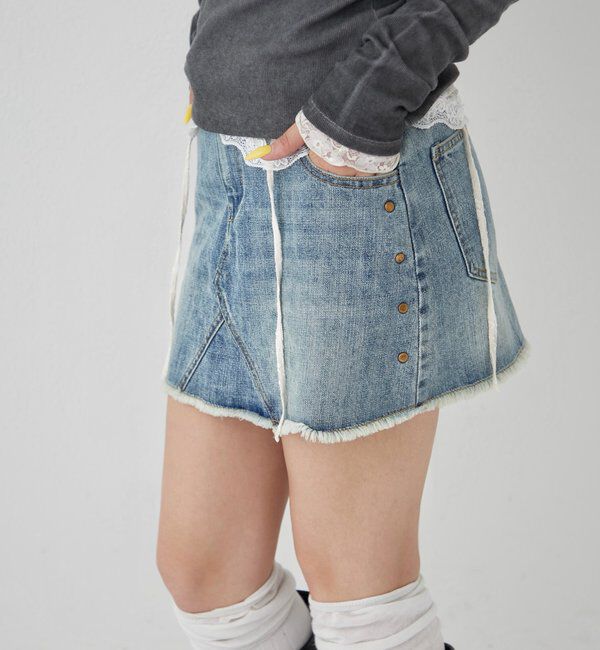  「スタッズデニムミニスカート」|スカート|