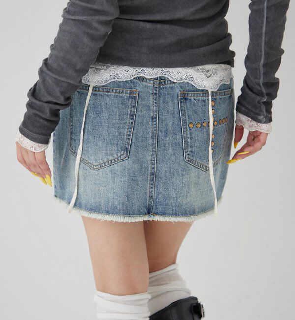  「スタッズデニムミニスカート」|スカート|