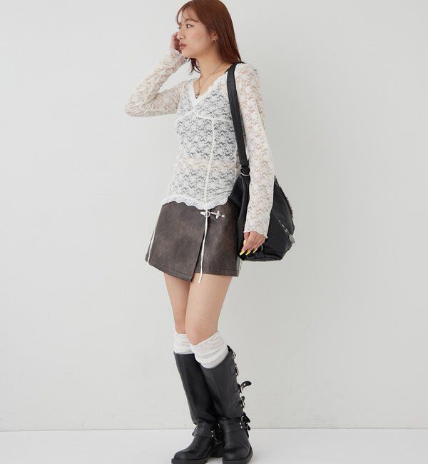  「ファイヤーマンレザーラップスカート」|スカート|