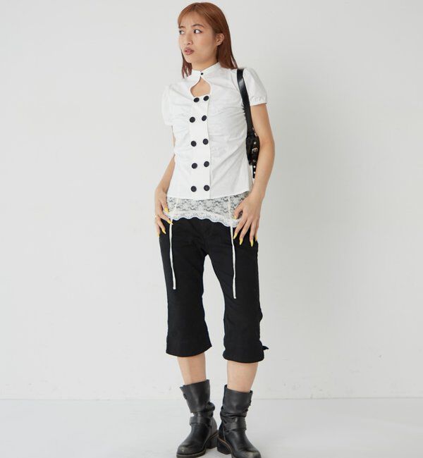  「ストレッチスタッズカプリパンツ」|チノ|