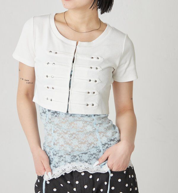  「【WEB限定サイズあり】ナポレオンショート半袖トップス」|Tシャツ・カットソー|