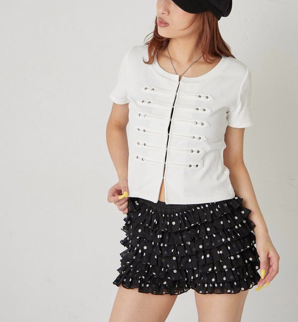  「【WEB限定サイズあり】ナポレオンショート半袖トップス」|Tシャツ・カットソー|