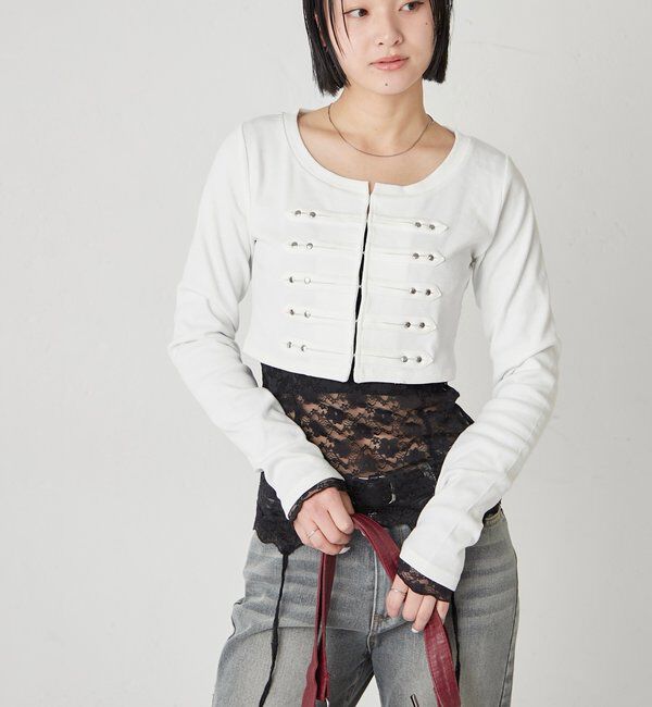  「【WEB限定サイズあり】ナポレオンショートトップス」|Tシャツ・カットソー|