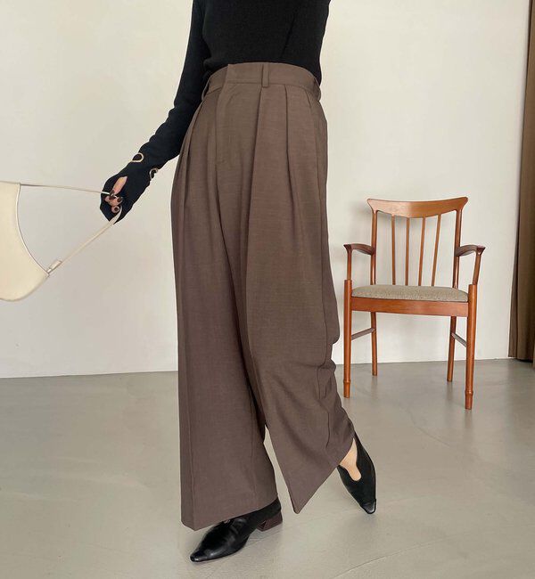  「【累計2万本突破！】【低身長・高身長サイズあり】2タックワイドパンツ」|チノ|