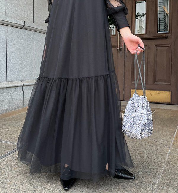  「【オケージョン/サイズ展開あり/人気につき再販】チュールハイネックワンピース」|ワンピース|