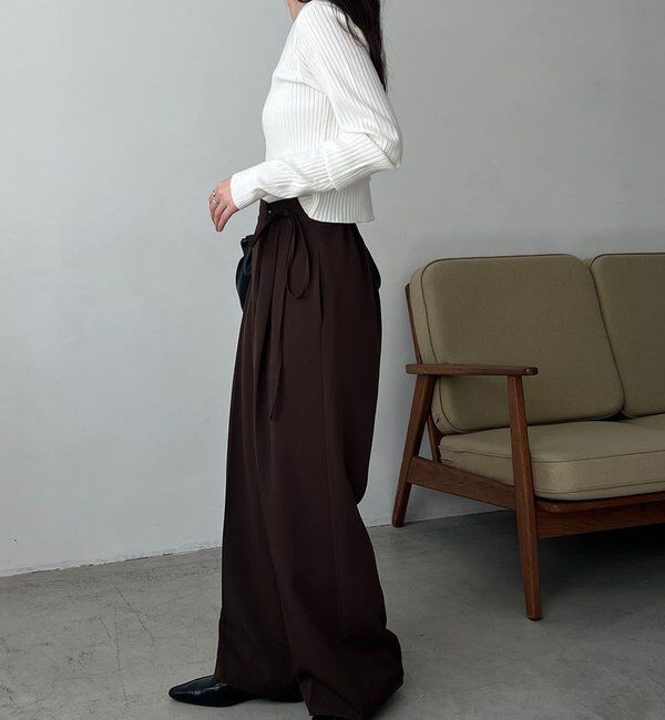  「【待望の追加決定！/新色ブラウン】ラップリボンパンツ」|チノ|