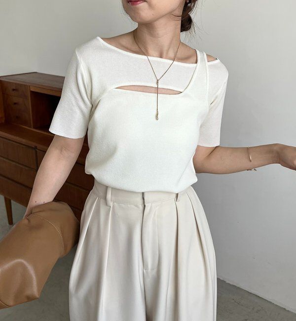  「クロスレイヤード半袖ニット」|ニット・セーター|