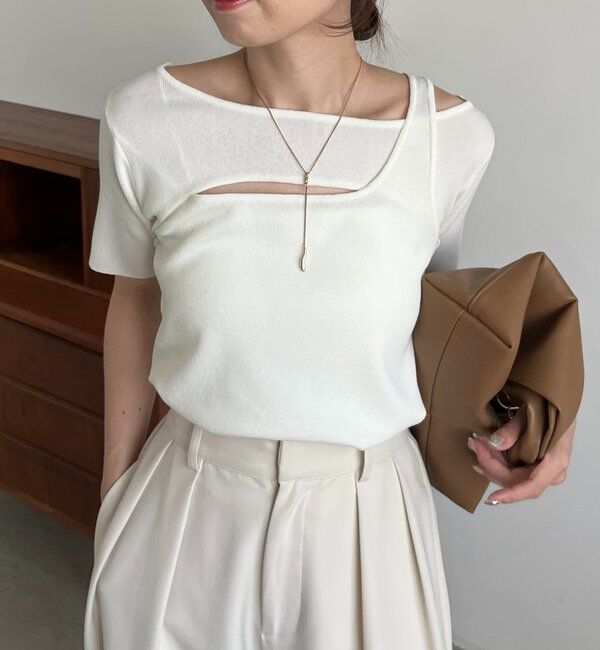  「クロスレイヤード半袖ニット」|ニット・セーター|