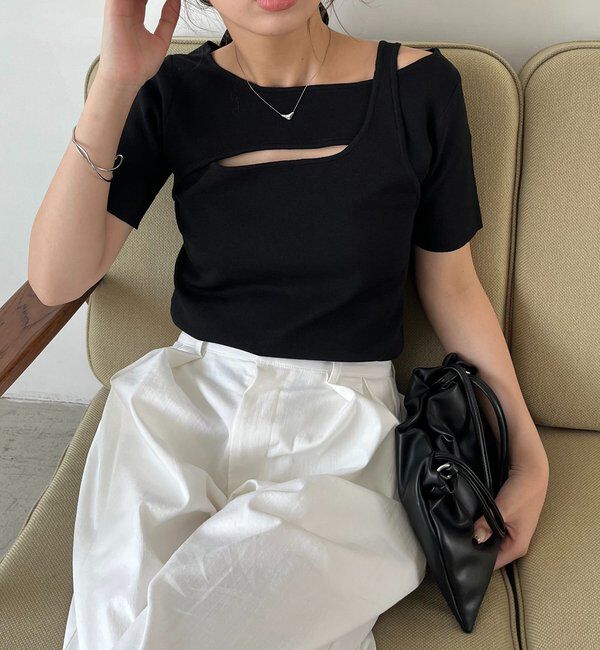  「クロスレイヤード半袖ニット」|ニット・セーター|