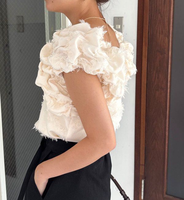  「【SNSで話題！/オケージョンにも◎】ジャガードパフショルダートップス」|シャツ・ブラウス|