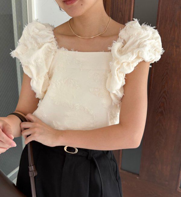  「【SNSで話題！/オケージョンにも◎】ジャガードパフショルダートップス」|シャツ・ブラウス|