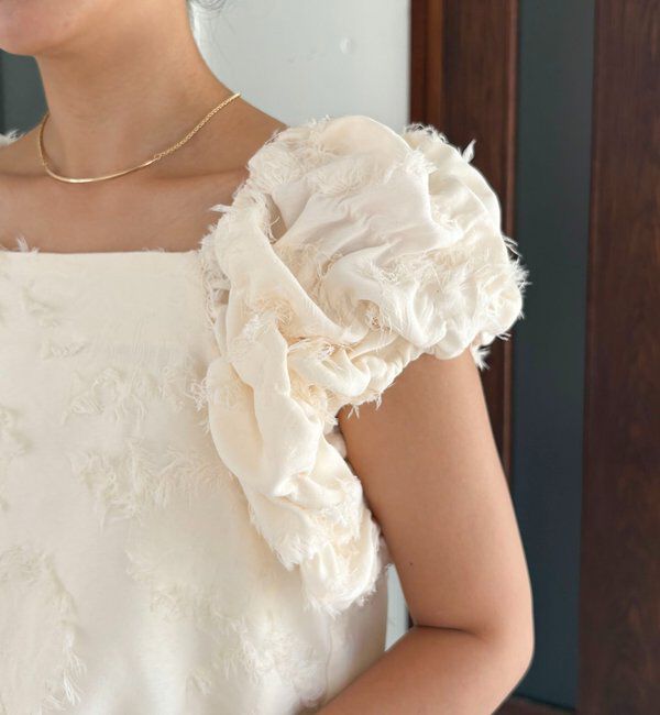  「【SNSで話題！/オケージョンにも◎】ジャガードパフショルダートップス」|シャツ・ブラウス|