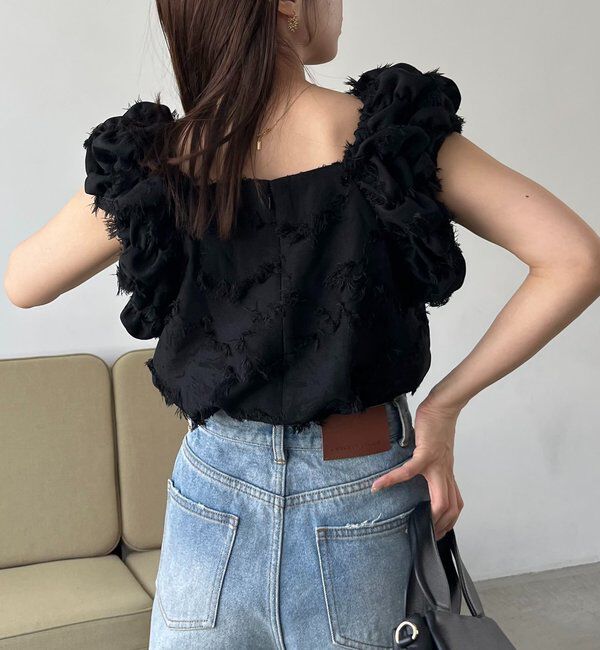  「【SNSで話題！/オケージョンにも◎】ジャガードパフショルダートップス」|シャツ・ブラウス|