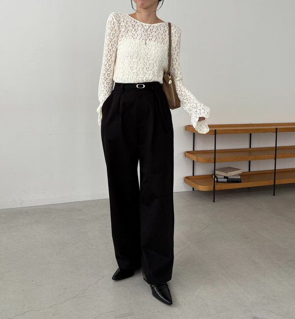  「【前後2WAY/オケージョンにも◎】レースUネックトップス」|Tシャツ・カットソー|