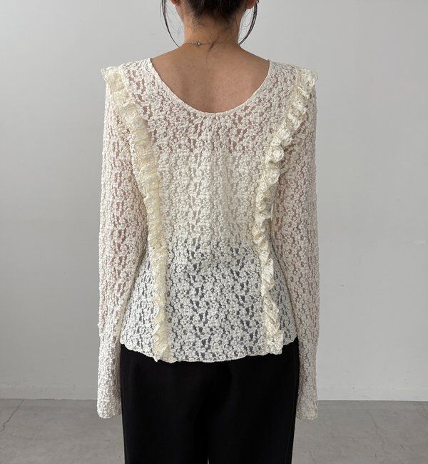  「【前後2WAY/オケージョンにも◎】レースUネックトップス」|Tシャツ・カットソー|