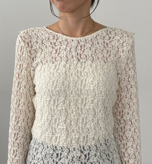  「【前後2WAY/オケージョンにも◎】レースUネックトップス」|Tシャツ・カットソー|