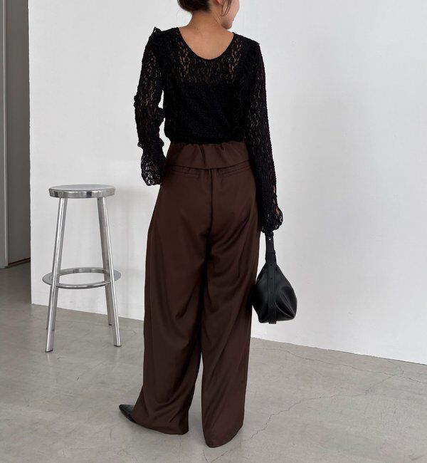  「【前後2WAY/オケージョンにも◎】レースUネックトップス」|Tシャツ・カットソー|