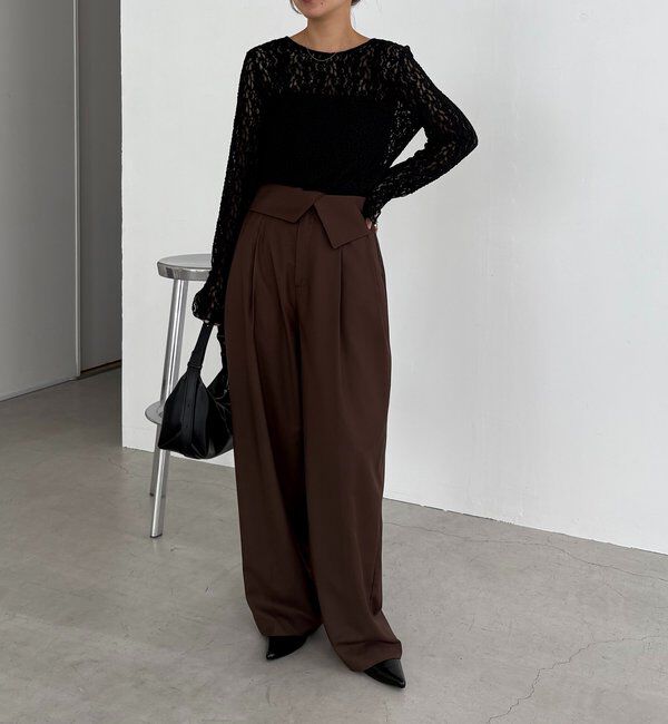  「【前後2WAY/オケージョンにも◎】レースUネックトップス」|Tシャツ・カットソー|