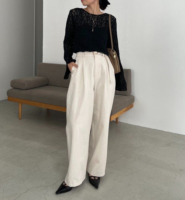  「【前後2WAY/オケージョンにも◎】レースUネックトップス」|Tシャツ・カットソー|