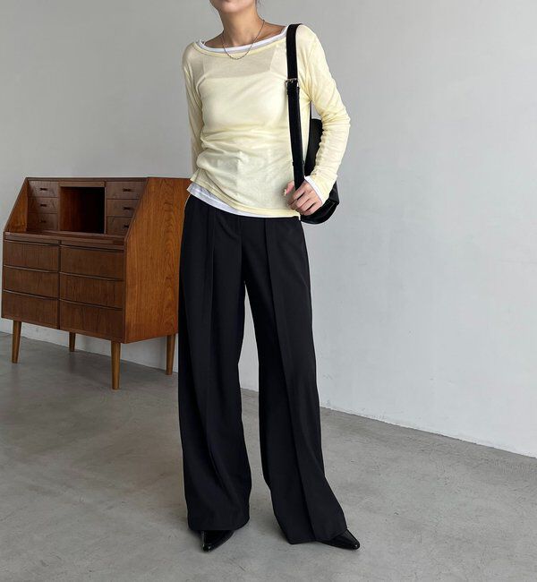  「【前後2WAY】2WAYボートネックシアーロンT」|Tシャツ・カットソー|