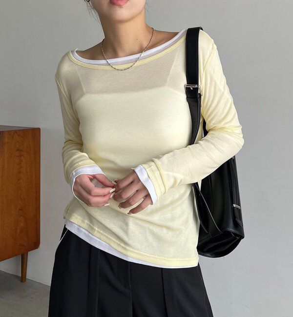  「【前後2WAY】2WAYボートネックシアーロンT」|Tシャツ・カットソー|