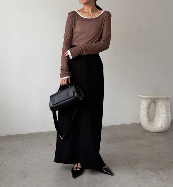  「【前後2WAY】2WAYボートネックシアーロンT」|Tシャツ・カットソー|