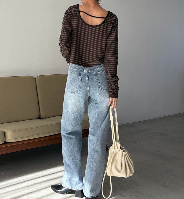  「【コラボ限定カラー/ホワイト・ベージュ】13ozハイウエストストレートデニム」|デニム|