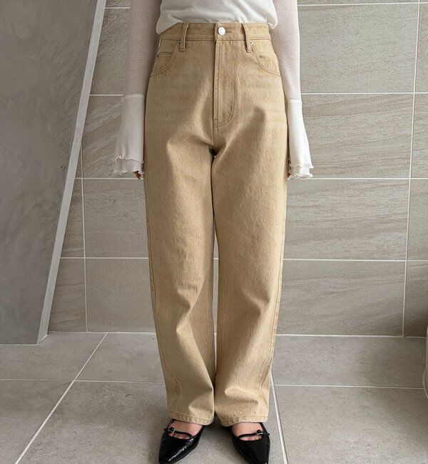  「【コラボ限定カラー/ホワイト・ベージュ】13ozハイウエストストレートデニム」|デニム|