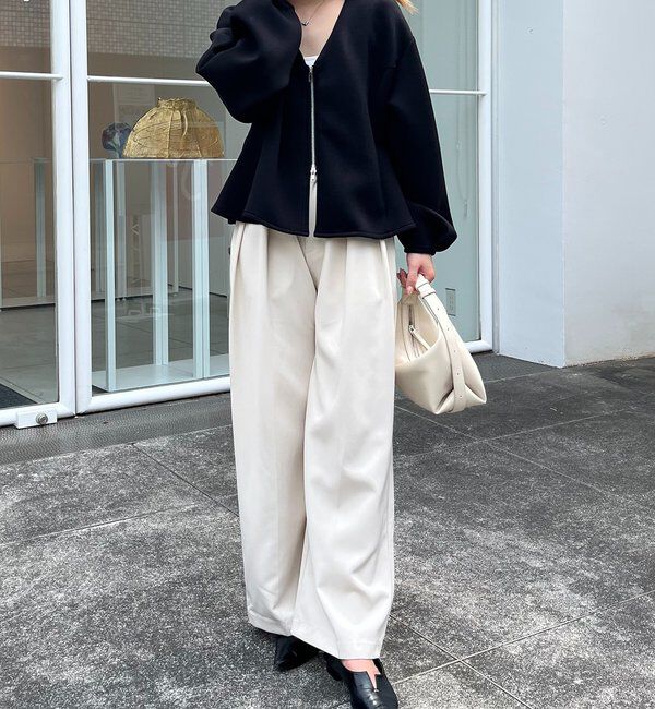  「【スタイルアップが叶う/伸縮性◎】ペプラムジップカーディガン」|Tシャツ・カットソー|