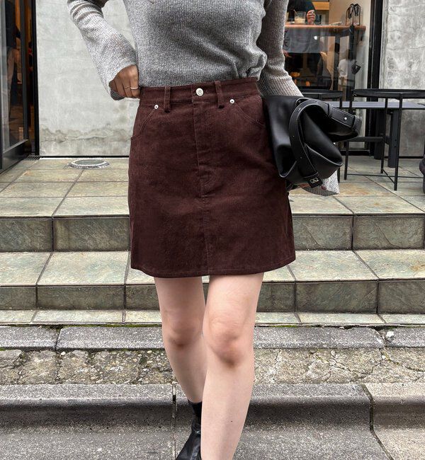  「【新色/レイヤード対応】コーデュロイ台形スカート」|スカート|