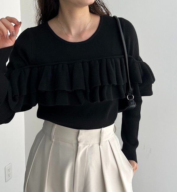  「【2WAYで着用可能】ベアフリルニット」|ニット・セーター|