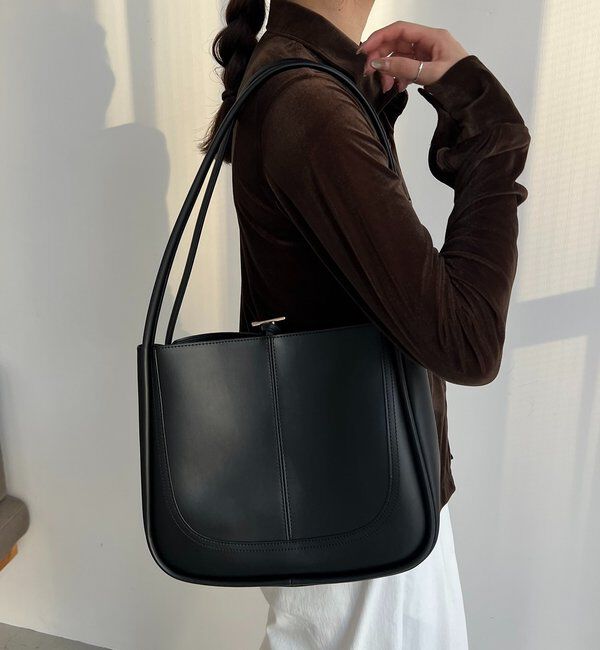  「【新色/ベージュ】トリミングトートバッグ」|トートバッグ|ブラック