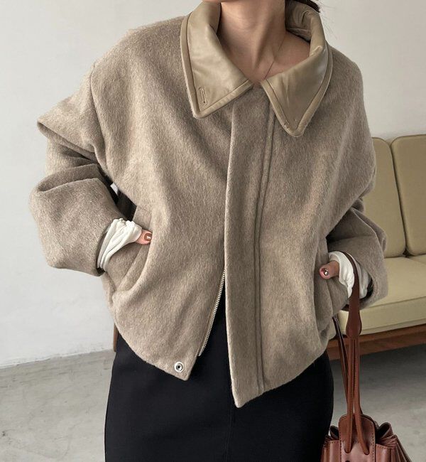  「【2WAYで着用可能】スタンドウールショートコート」|その他|