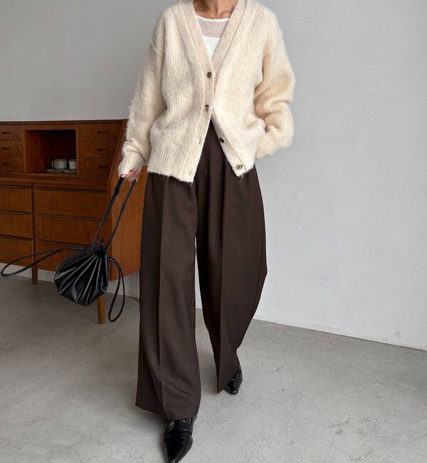  「ニュアンスボタンレイヤード風カーディガン」|カーディガン|