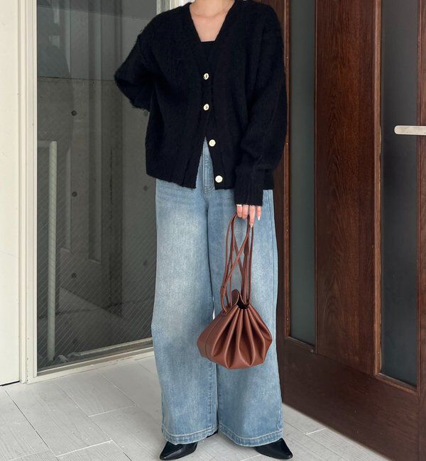  「ニュアンスボタンレイヤード風カーディガン」|カーディガン|