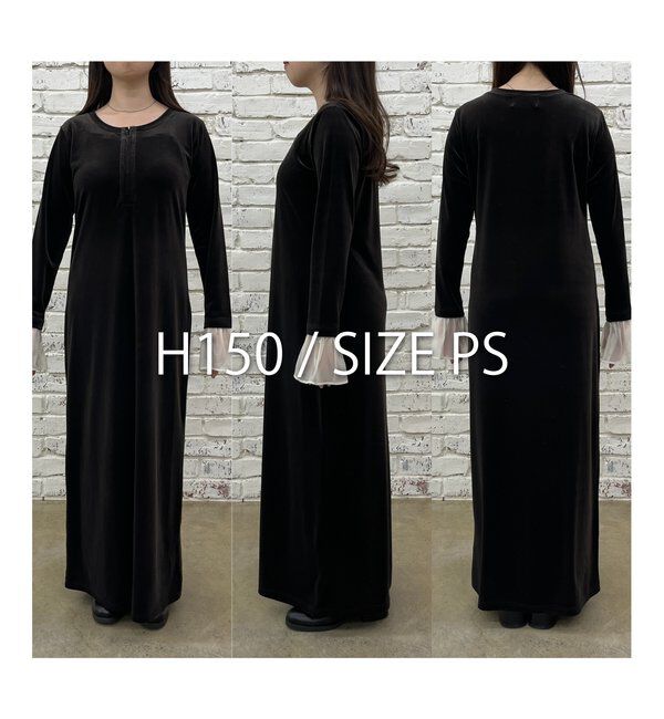  「【低身長サイズあり】フレアスリーブベロアワンピース」|ワンピース|